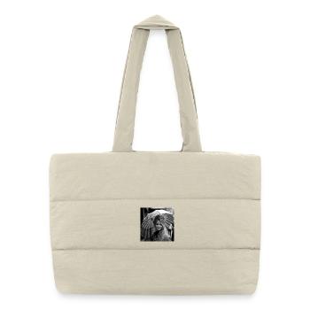 Photo NB femme 01 - Sac shopping matelassé - blanc naturel - Devant