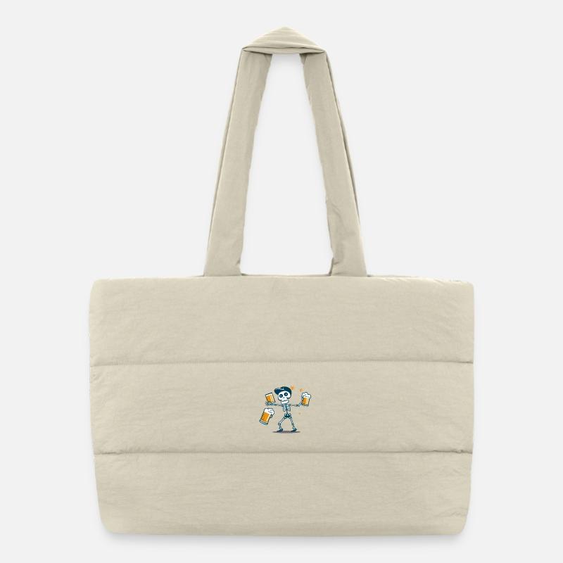 Beer Skeleton Toast Puffer Shopping Bag