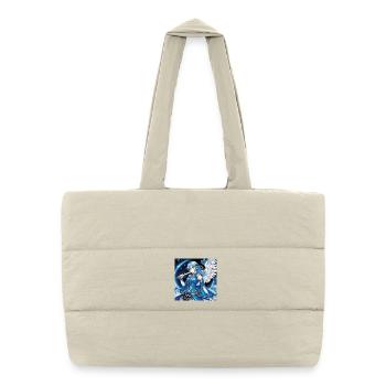 Blauer Engelsritter mit Schwert - Gesteppte Shopping Bag - Naturweiß - Vorne