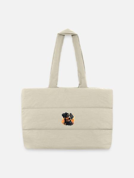 Cute Dog Design - Animals, Joy, Love - Puffer Shopping Bag - natural
