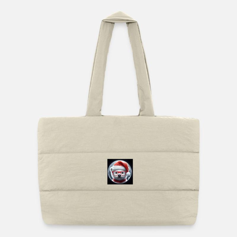 Eisbär Baby als Weihnachtsmann Puffer-Einkaufstasche