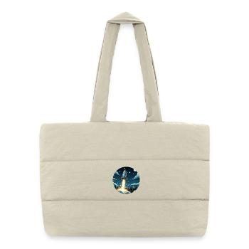 Cartoon rocket launches into space - Puffer Shopping Bag - natural - Front