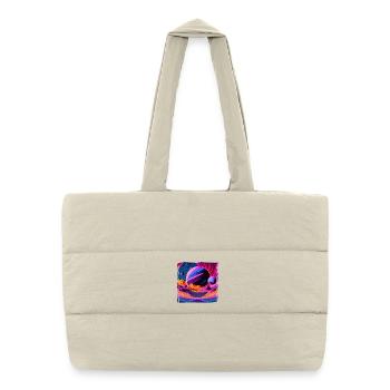 Neon Planet Landscape - Puffer Shopping Bag - natural - Front