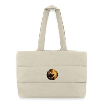 Braunbär, der durch eine Bienenwabe schaut - Gesteppte Shopping Bag - Naturweiß - Vorne