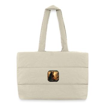 Brown bear sitting with bees honeycomb in nature - Puffer Shopping Bag - natural - Front