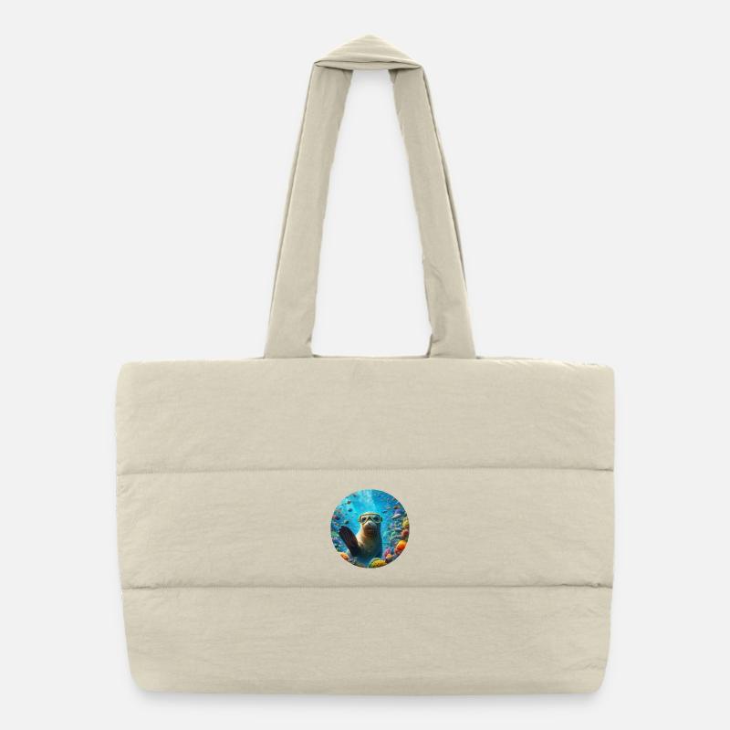 Robe ondulant sous l’eau avec des lunettes de plongée Sac shopping matelassé