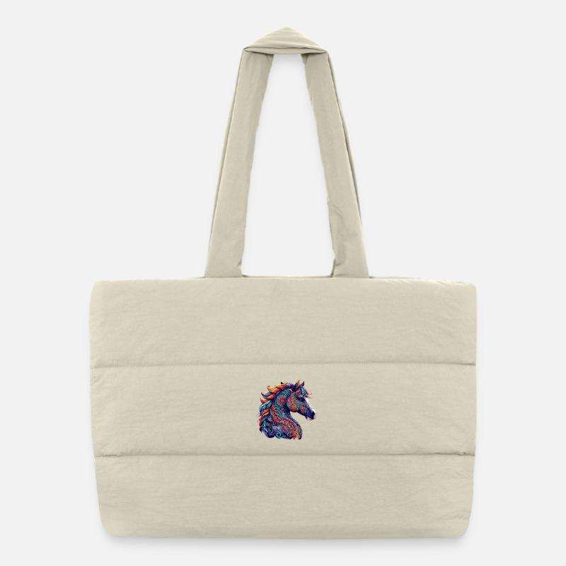 Cheval décoré de Mandalas Sac shopping matelassé