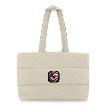 Alpaga avec lunettes de soleil et casquette - Sac shopping matelassé - blanc naturel - Devant