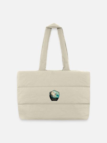 Alaskan Bald Eagle Portrait - Puffer Shopping Bag - natural