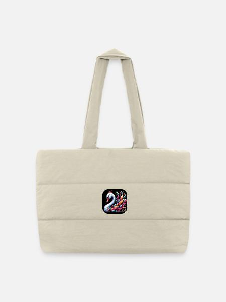 Cygne Animal Coloré Bande Dessinée Cartoon - Sac shopping matelassé - blanc naturel
