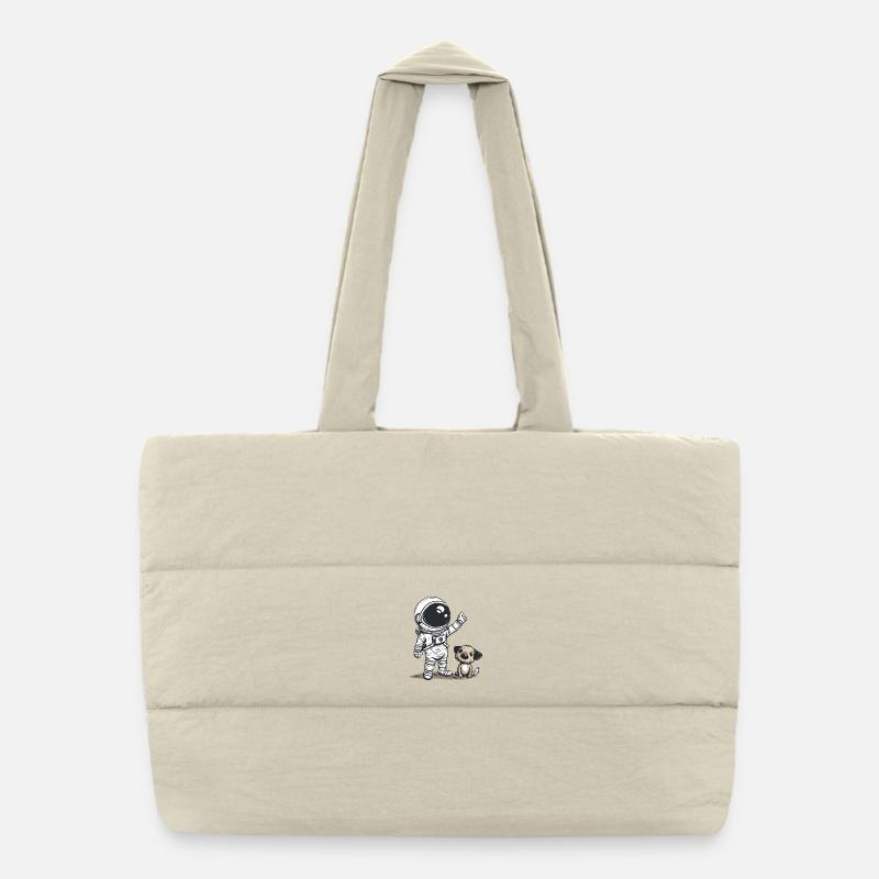 Mignon astronaute et chien dessin animé Design | Espace Sac shopping matelassé