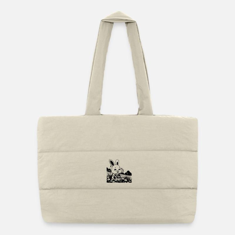 Lapin dans le style bande dessinée de prairie Sac shopping matelassé