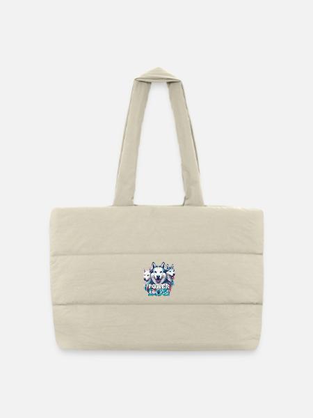 Husky Power Dog Geschenk - Gesteppte Shopping Bag - Naturweiß