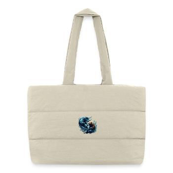 Finance Taureau Bear Fight Wall Street cadeau - Sac shopping matelassé - blanc naturel - Devant