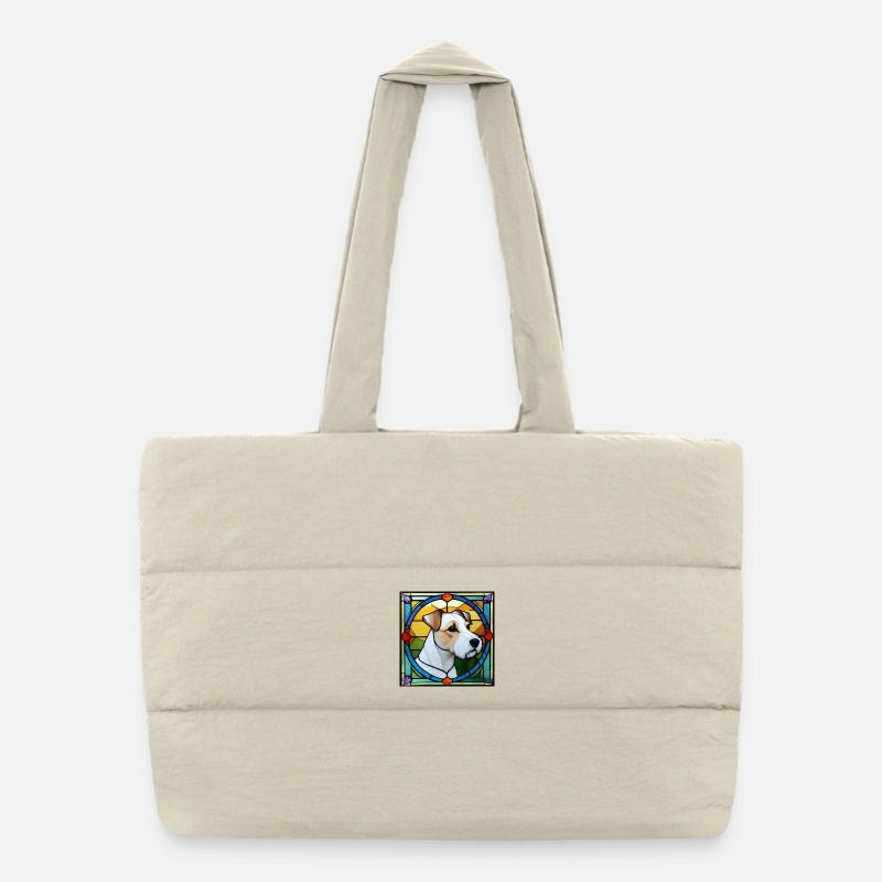 Parson Russell Terrier Buntglasversion Puffer-Einkaufstasche
