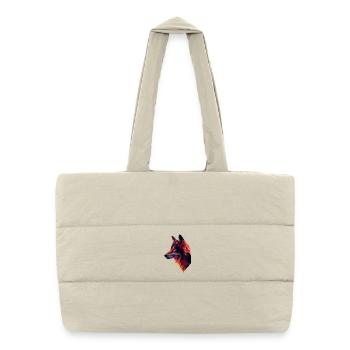 Illustration of Stylized Wolf - Puffer Shopping Bag - natural - Front