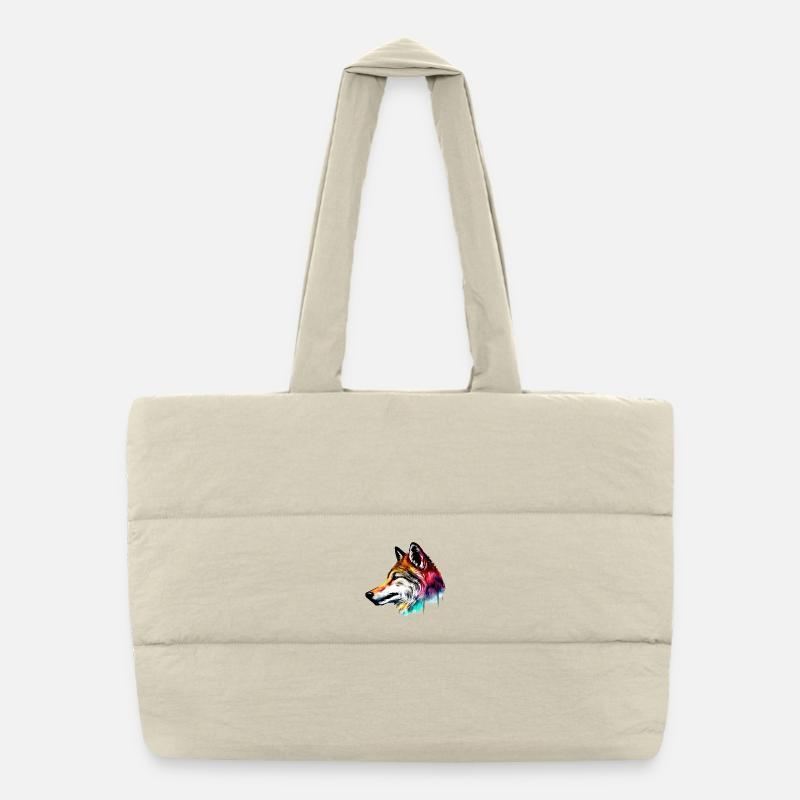 Colorfull Wolfskopf Puffer-Einkaufstasche