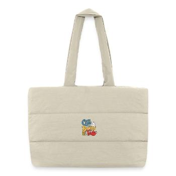 Conception de thème de chats et de livres - Sac shopping matelassé - blanc naturel - Devant