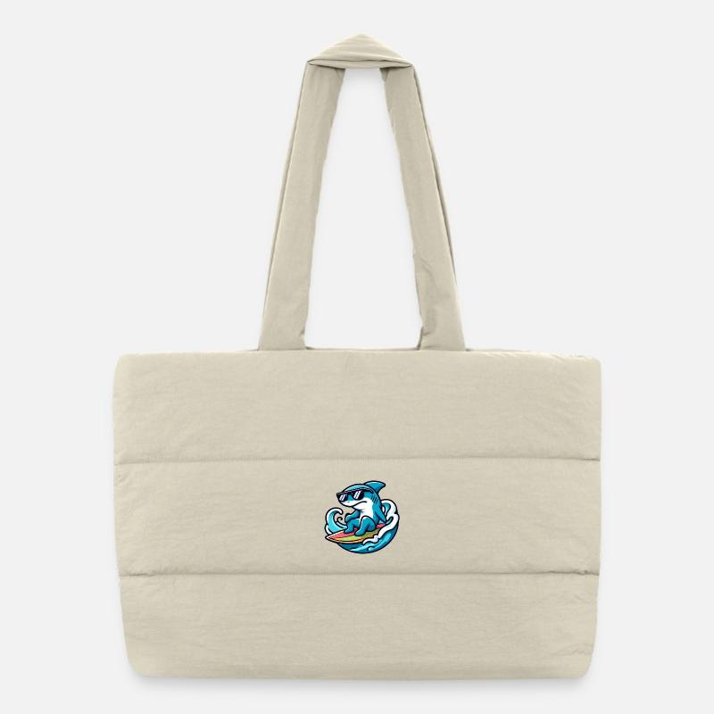 Shark Wave Rider: The Surfing Sensation Puffer Shopping Bag