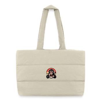 Drôle de singe nouilles ramen Japon singe chimpanzé - Sac shopping matelassé - blanc naturel - Devant