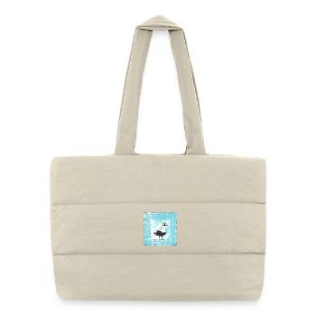 Abstract Seagull Stamp in Watercolor Style - Puffer Shopping Bag - natural - Front