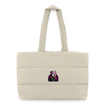 Cadeau de chien allemand à poil dur Gangsta Gangster - Sac shopping matelassé - blanc naturel - Devant