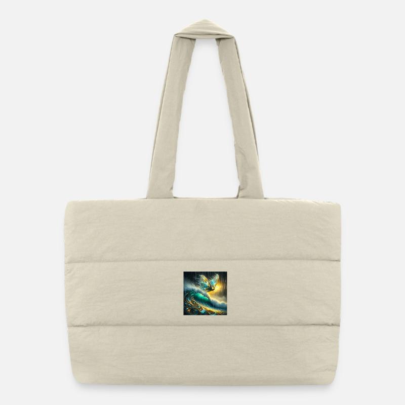 Papillon Mythique Sur Vague Luminescente Sac shopping matelassé
