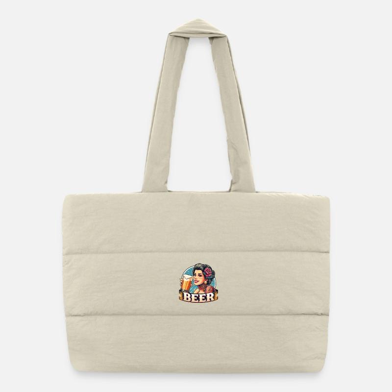 Retro Bier Schönheit - Stilvolle Bierliebhaber Puffer-Einkaufstasche