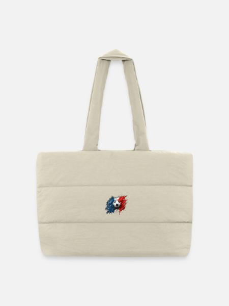 Viva Französischer Fußball, Flagge Frankreichs - Gesteppte Shopping Bag - Naturweiß