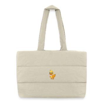 Canard Mignon Mascotte Personnage De Dessin Animé Kawaii - Sac shopping matelassé - blanc naturel - Devant