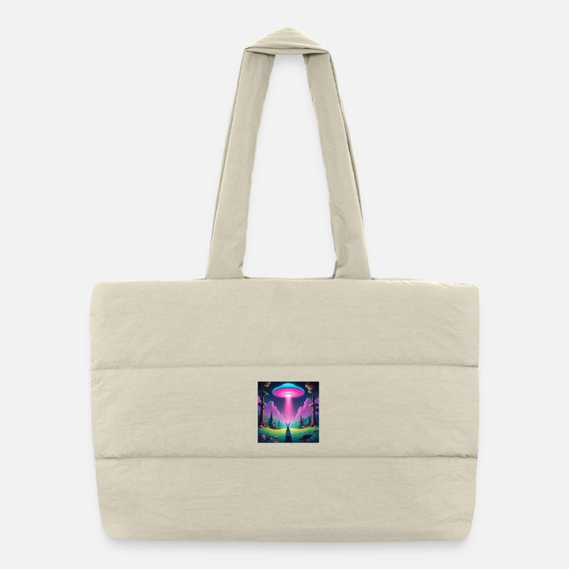 UFO with rabbit Puffer Shopping Bag