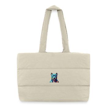 American Pitbull Terrier Dog Breed Cartoon Kawaii - Puffer Shopping Bag - natural - Front