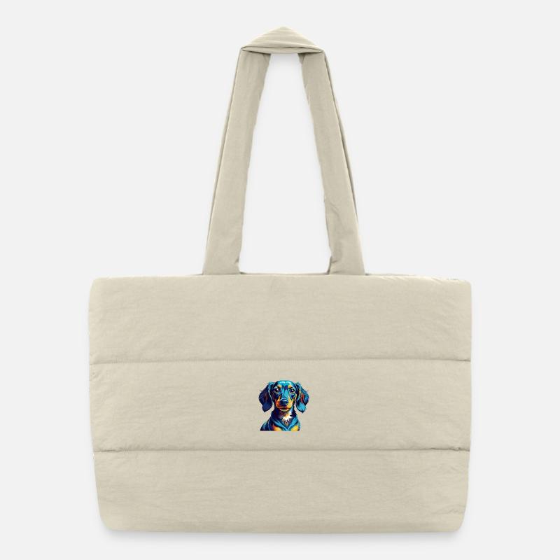 Dackel Hunderasse Bunt Karikatur Kawaii Puffer-Einkaufstasche