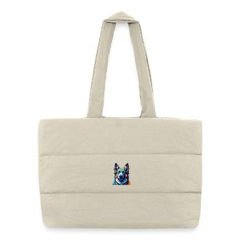 Berger d’Europe de l’Est Race Dessin animé Kawaii - Sac shopping matelassé - blanc naturel - Devant
