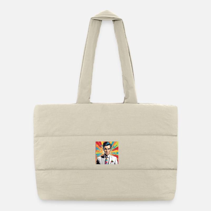 Portrait Pop Art Élégant Sac shopping matelassé