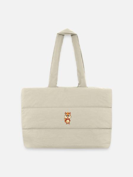 Chipmunk Niedliche Zeichentrickfigur Kawaii Clipart - Gesteppte Shopping Bag - Naturweiß