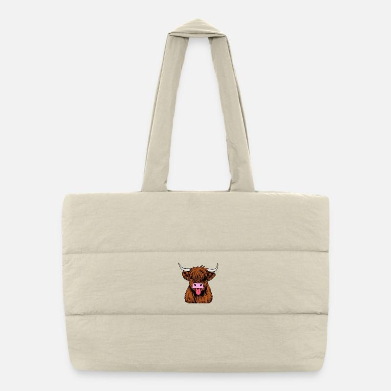 Highland bull Puffer Shopping Bag