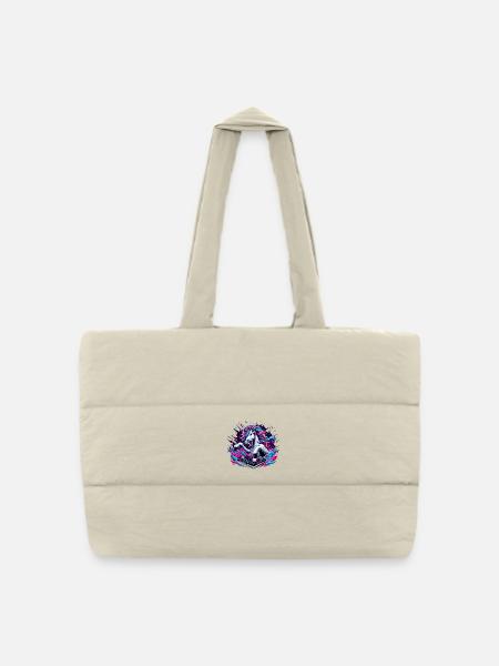 Licorne DJ Musique Jouer Cadeau - Sac shopping matelassé - blanc naturel