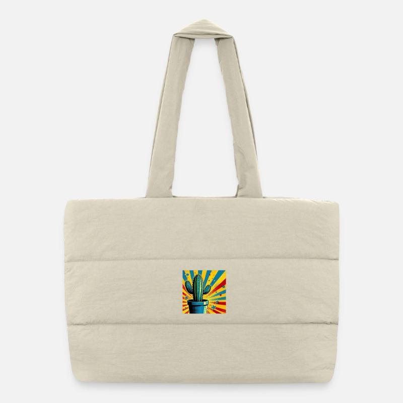 Cactus 1 - Sac shopping matelassé - blanc naturel