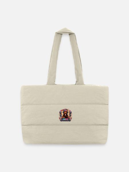 Brown Labrador DJ Music Play Cadeau - Sac shopping matelassé - blanc naturel