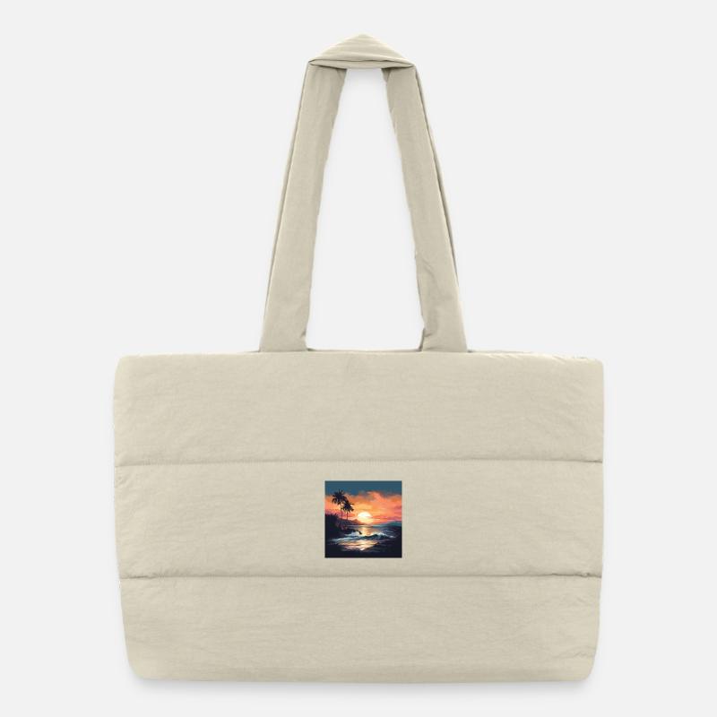 Tropical sunset on the beach - Puffer Shopping Bag - natural