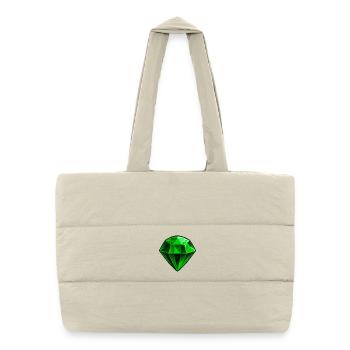 Précieuse pierre précieuse émeraude verte - Sac shopping matelassé - blanc naturel - Devant