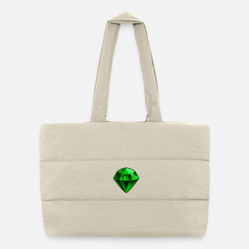 Precious Green Emerald Gemstone Puffer Shopping Bag