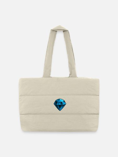 Kostbarer blauer Saphir Edelstein - Gesteppte Shopping Bag - Naturweiß