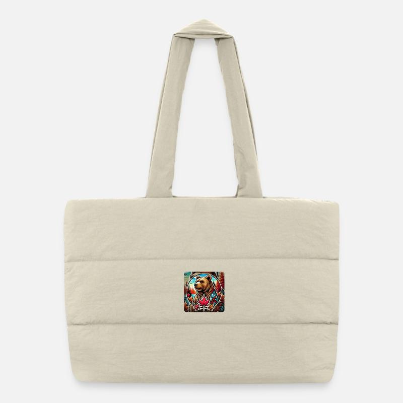 Canada bear nature design Puffer Shopping Bag