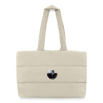 I never say NO to Vino > picture Wine glass - Puffer Shopping Bag - natural - Front