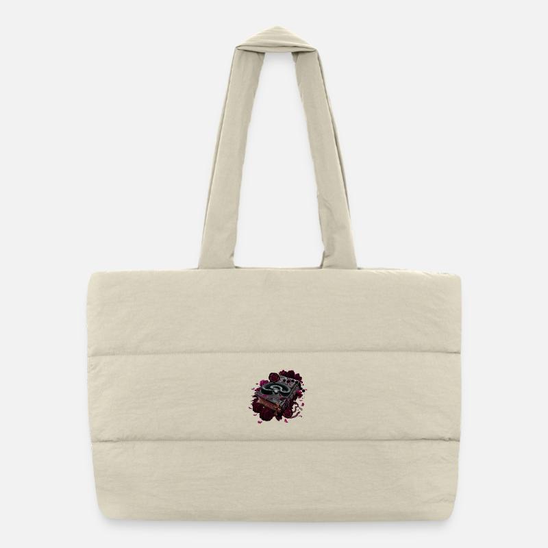 Bücher Design, Schlangen, Rosenblüten Puffer-Einkaufstasche