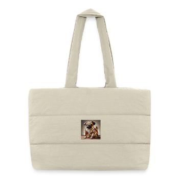 Vitrail bouledogue figure décorative - Sac shopping matelassé - blanc naturel - Devant