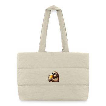 Bier Faultier Genuss Geschenk - Puffer-Einkaufstasche - Naturweiß - Vorne