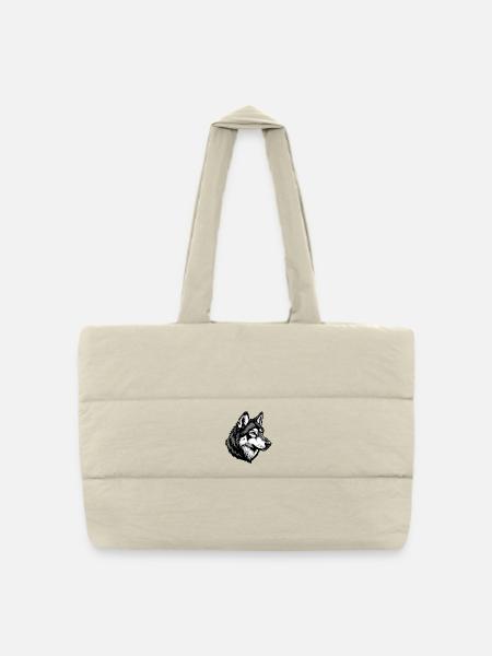 Porträtillustration eines atemberaubenden Wolfes - Gesteppte Shopping Bag - Naturweiß